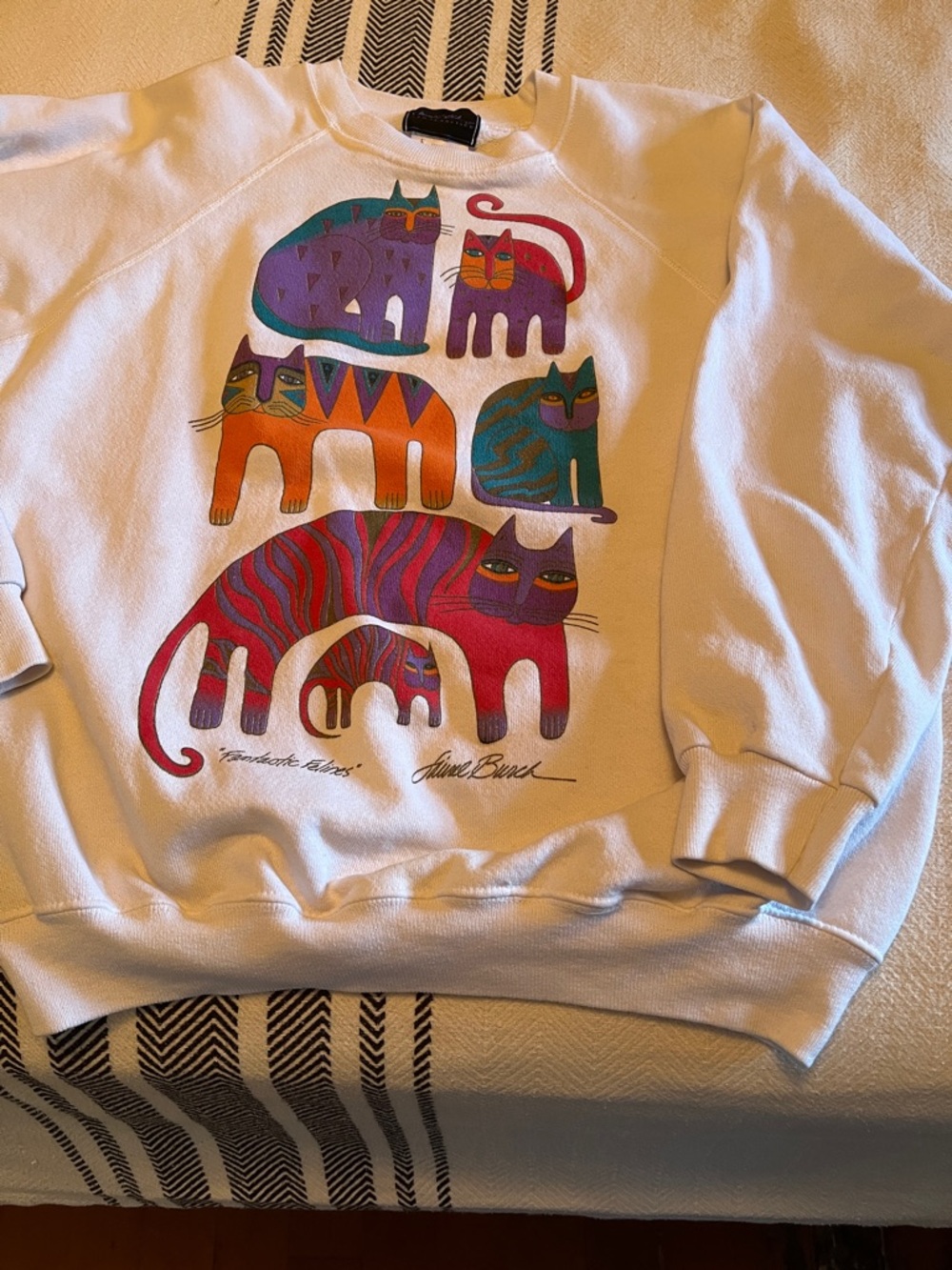 Vintage Fantastic Felines Sweatshirt with Colorful Graphic Cats